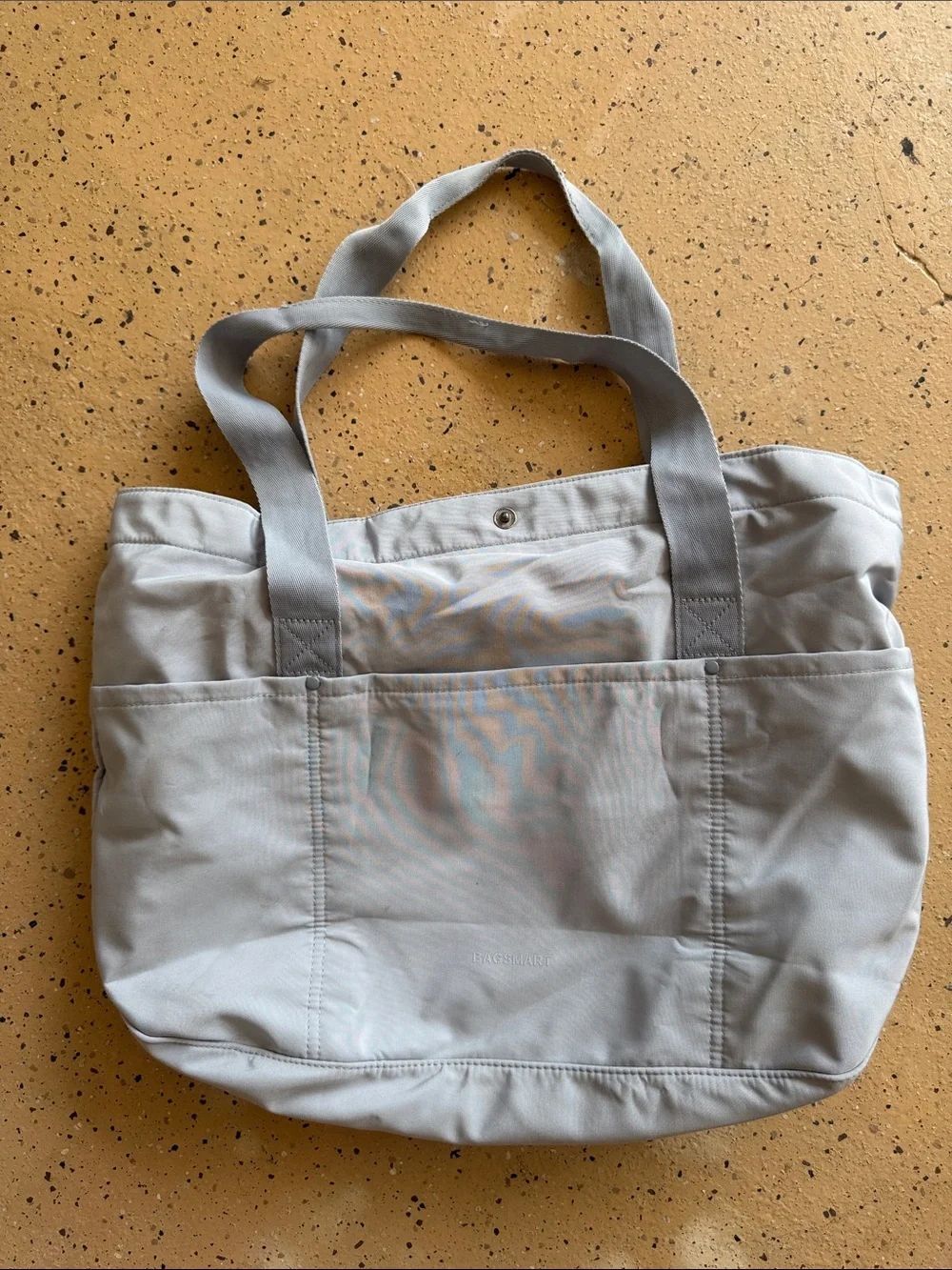 Everyday Light Gray Canvas Tote with Dual Front Pockets